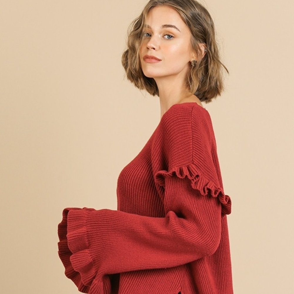 Beautiful Ruffle Sleve Sweater